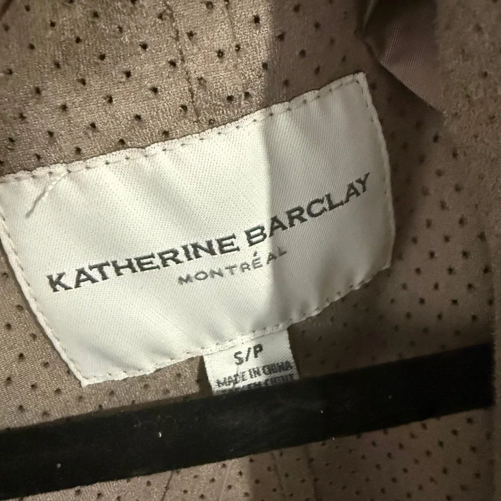 Katherine Barclay Women's‎ S Taupe Faux Suede Waterfall Jacket Belted Perforated